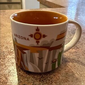 Starbucks “You are Here” Arizona Themed Ceramic Mug - Burnt Yellow and White